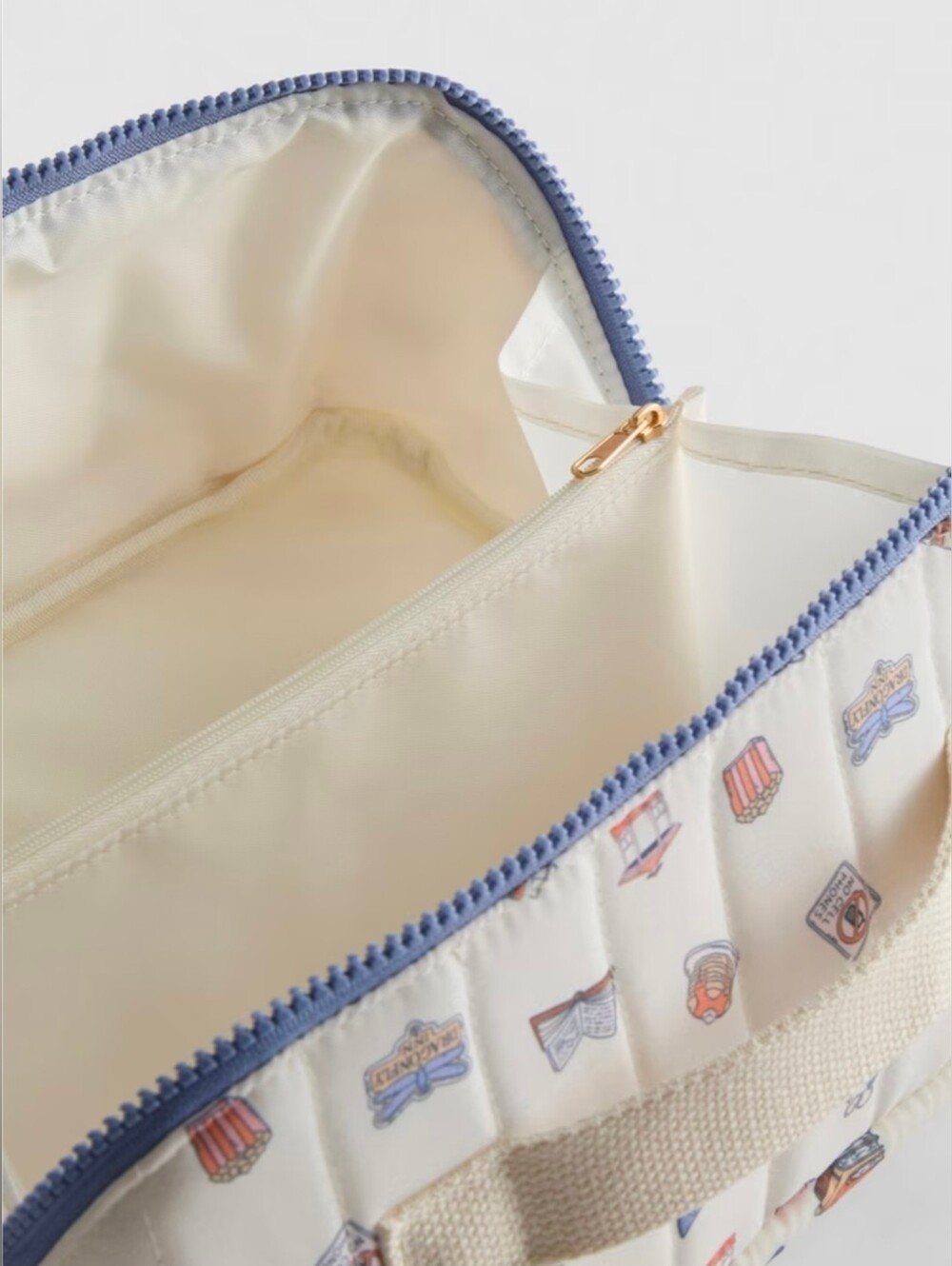 Gilmore Girls Large Cream Travel Cosmetic Bag with Blue Trim, Primark - Picture 2 of 2